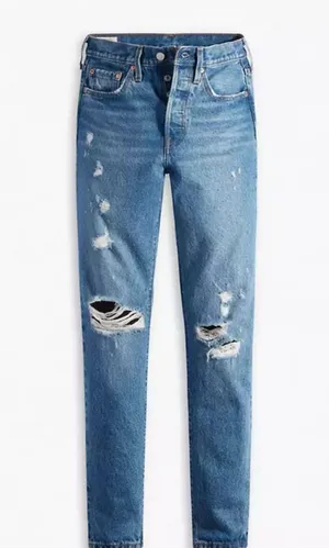 NWT Levi’s 501 SKINNY JEANS Color: Destructed Medium Indigo 32x 28 thumbnail 4