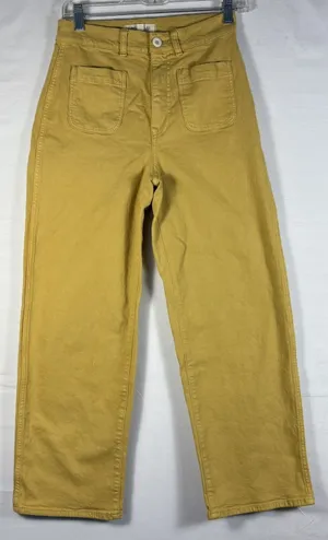 Madewell‎ Emmett Wide Leg Crop Pants Mustard Yellow High Rise Utility Size 26 thumbnail 1