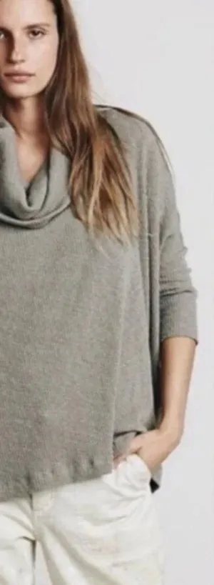 FP Beach Free People Tan/Brown “World Traveler” Cowl Neck Open Back Pullover thumbnail 1