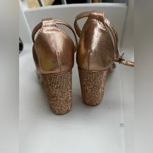 Bella Luna STAN Nude Champagne Bright Rhinestone Chunky Platform Mary Jane Heels thumbnail 15