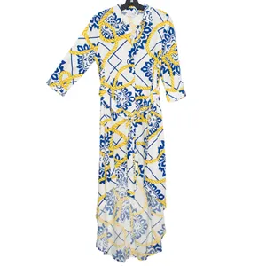 NWT Everlily Shirt Dress Button Up S Linen Blend Nautical Coastal Beach High Low thumbnail 3