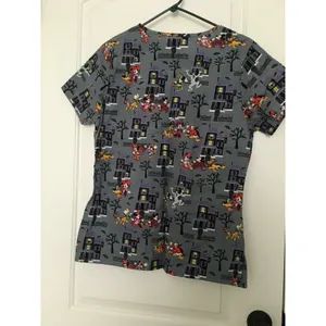 Disney Women's Graphic Scrub Uniform Top Nurse Medical Halloween Theme Size S thumbnail 7