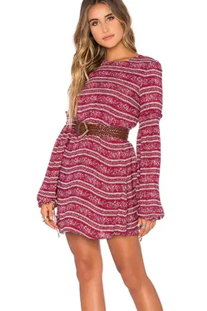Tularosa X Revolve Gracefully Dress Burgundy Floral Dress thumbnail 1
