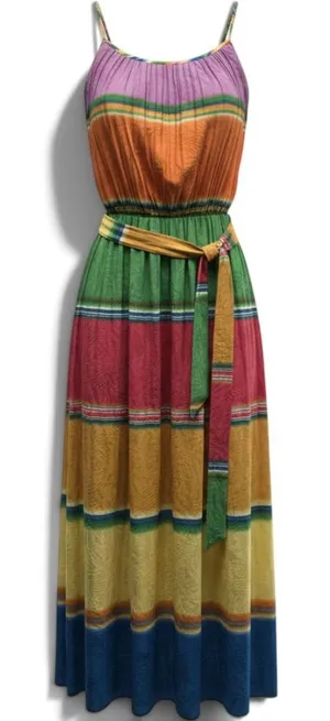 Current Air Maxi Dress Womens M 2190334-1 Multicolor Rainbow Pleated EUC thumbnail 1