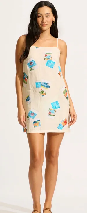 Sunset Bandeau Mini Dress - Ecru thumbnail 1