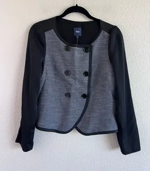 NWT Gap Double Breasted Tweed Mixed Media Blazer Black Small thumbnail 1