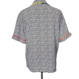 Room Service Button Up‎ Pajama Top White Multicolor Leopard Print Size Small thumbnail 2