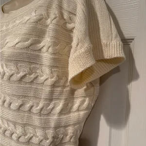 Ralph‎ Lauren Inspired Cable Knit Sweater Top Cream Coastal Grandma Quiet Luxury thumbnail 3