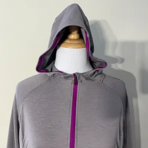 Salomon Hoodie Jacket Women Large Gray Ruched Full Zip Hiking Running Athleisure thumbnail 6