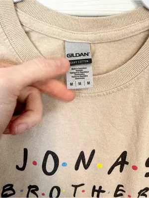 Gildan “Friends” Beige Jonas Brothers Logo Tee - Medium thumbnail 3