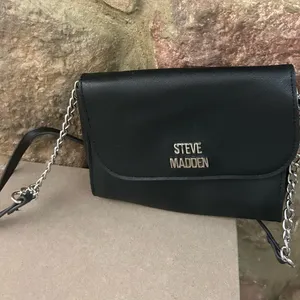 Bag Steve Madden Black Crossbody Bag with Silver Chain Strap thumbnail 2