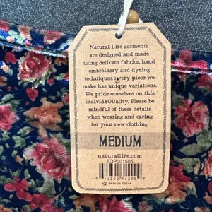 Natural Life Womens Danielle Velvet Floral Crop Top M Cottagecore Fairy Y2K NEW thumbnail 5