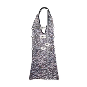 Elegant Moments Leopard Print Halter‎ Chemise Nightgown Deep V Neck Brown Black thumbnail 3