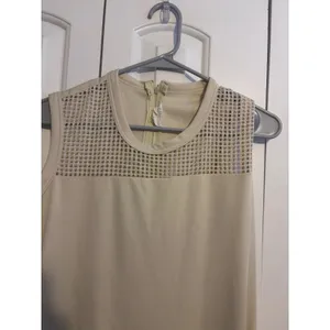 Vintage Cream Gold Metallic Mesh‎ 2 Piece Maxi Dress and Cropped Jacket Set thumbnail 3