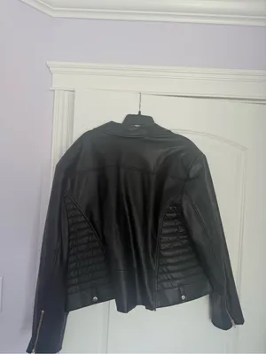 Nina Parker Black Quilted Faux Leather Moto Jacket thumbnail 2