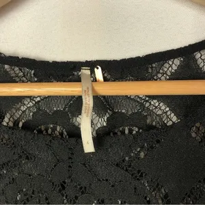 Free People Black Sheer Lace Ruffle Hem Mini Dress‎ 4 thumbnail 5