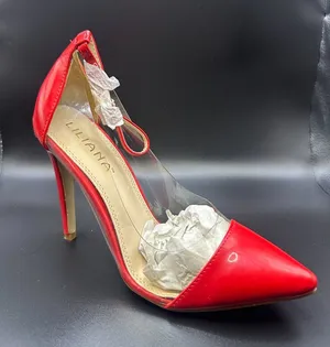 Liliana Red Clear Lucite Ankle Strap Pointed Toe Stiletto Pumps 7.5 Femme Fatale thumbnail 1
