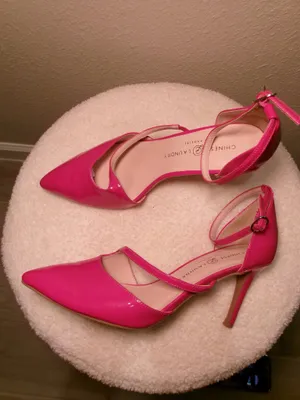 Chinese Laundry Hot Pink Patent Leather Pointed Ankle-Strap Heels thumbnail 4