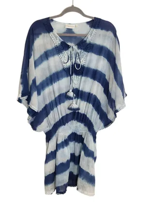 Shiraleah Blue Dyed Cotton Swim Cover-Up One Size thumbnail 1