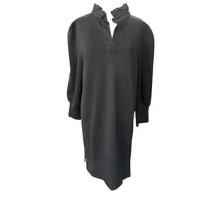 Tuckernuck Pomander Place Black Charlotte Terry Ruffle Collar Shirt Dress Medium thumbnail 2