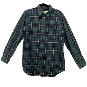 Eddie Bauer Flannel Button Up Shirt Green Medium‎ thumbnail 1