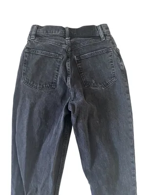 ABERCROMBIE & FITCH 90s Straight Ultra High Rise Black Distressed Jeans Sz 25/0 thumbnail 4