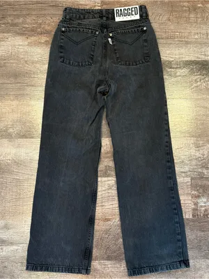 The Ragged Priest Black Washed High Waisted Wide Leg Jeans 24 Grunge Rock Goth thumbnail 2