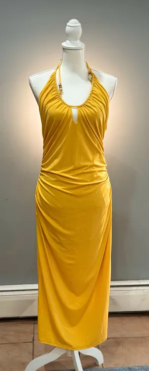 Yellow H&M Halter Dress Size M NWT thumbnail 1
