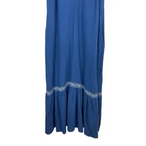 Old Navy Blue Gauze Midi Maxi Dress Boho Peasant Cottagecore Embroidered S thumbnail 3