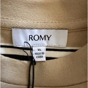 ROMY Varsity Stripe Polo Knit Top Tan Black Ivory Long Sleeve NWT XS thumbnail 9