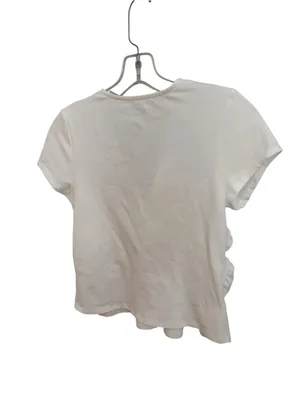 Maeve Heart Embellished V-Neck Tee in white NWT S thumbnail 4