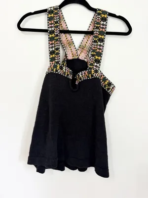 Madewell Women Black Embroidered Swing Toss On Easy Sweater Tank Top medium thumbnail 4