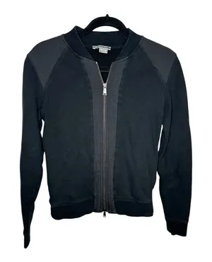 Vince Black Cotton Blend Full Zip Jacket thumbnail 1
