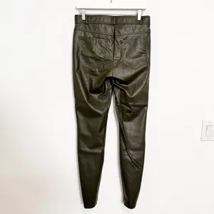 Zara Pants Size Large‎ Black Faux Leather High Rise Split Hem Trouser Mob Wife thumbnail 10