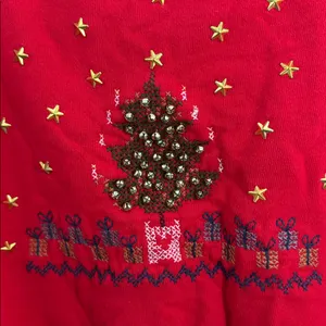 Vintage Handmade Christmas tree sweatshirt, Large thumbnail 2