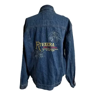 Vintage 90s Riviera Blue Denim jean Jacket with embroidery thumbnail 2