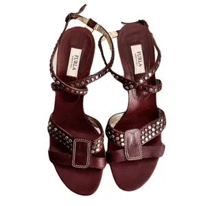 Furla Brown Leather Studded Strappy Heeled Sandals, Size 39 thumbnail 7