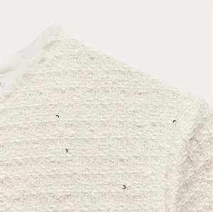 NWT❗️ZARA Elegant White Tweed Short Cutted Dress ZW Collection Mini Ivory Size M thumbnail 7