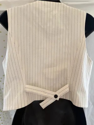 Rachel Zoe Cream Vest with Navy Pinstripes thumbnail 3