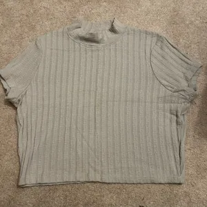 Cotton On Light Gray Ribbed Mock Neck Short Sleeve Top thumbnail 1