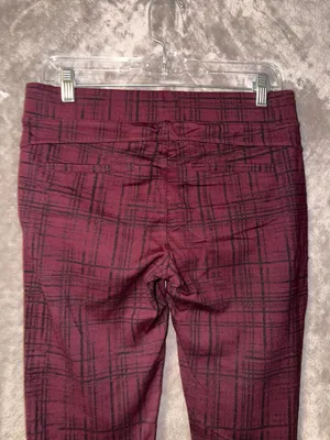 Liverpool Reagan Printed Skinny Burgundy Plaid Pants Size 6/28 thumbnail 6