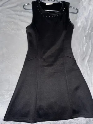Tea n Rose Sleeveless Black Gold Stud-Accent Fit-and-Flare Mini Dress thumbnail 2