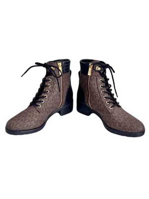 Michael Kors Signature Brown and Black Lug Sole Combat Boots, Size 10 thumbnail 4