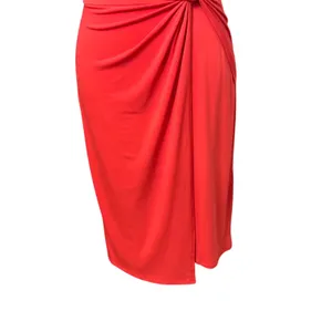 London Times Sheath Dress Stretchable Polyester Cowl Neck Side Twist Red 2 NWOT thumbnail 4