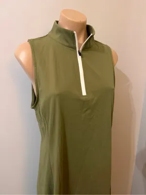 Olive Green Large Women’s Athletic Dress Athleisure Quarter Zip Tennis Errands thumbnail 2