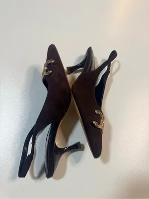 Women’s Brown Suede Slingback Pumps with Gold Accent size 7.5 thumbnail 6