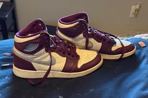 Nike High-Top Sneakers in Burgundy and Cream thumbnail 1