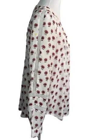 Loft Floral Eyelet Blouse White M thumbnail 7