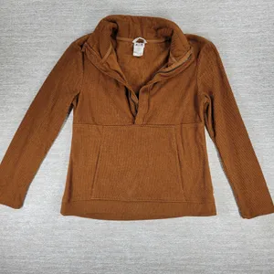 Avalanche Fleece Womens Small Rust Brown Quarter Zip Textured Pullover Top thumbnail 3