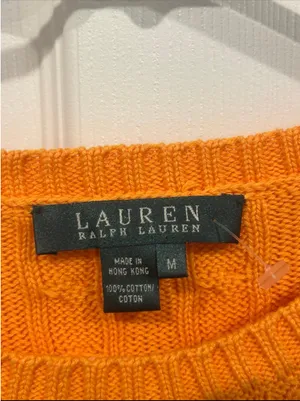 NWT Vtg Lauren Ralph Lauren Ladies Orange Crewneck Cable Knit Sweater Size Med thumbnail 6
